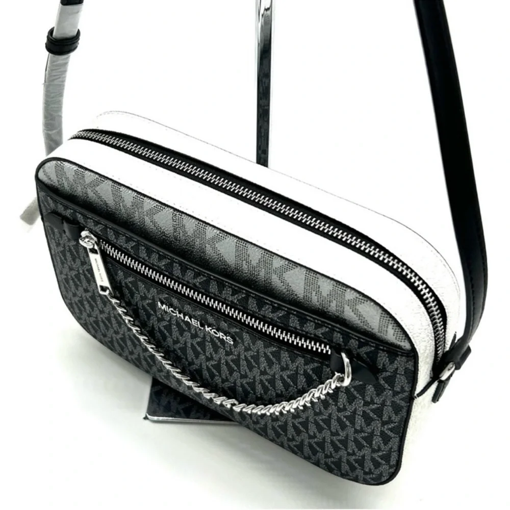 Michael Kors Jet Set Large Signature Logo Crossbody Bag Black Multi